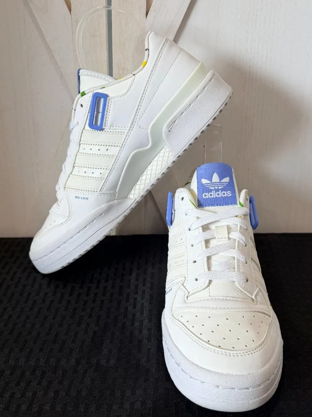 adidas Forum Low Save The Bees Sneakers White Blue Floral Size 7Y